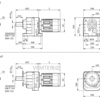 RC147 RCF147 RC147P減速機(jī)電機(jī)型號(hào)及尺寸圖